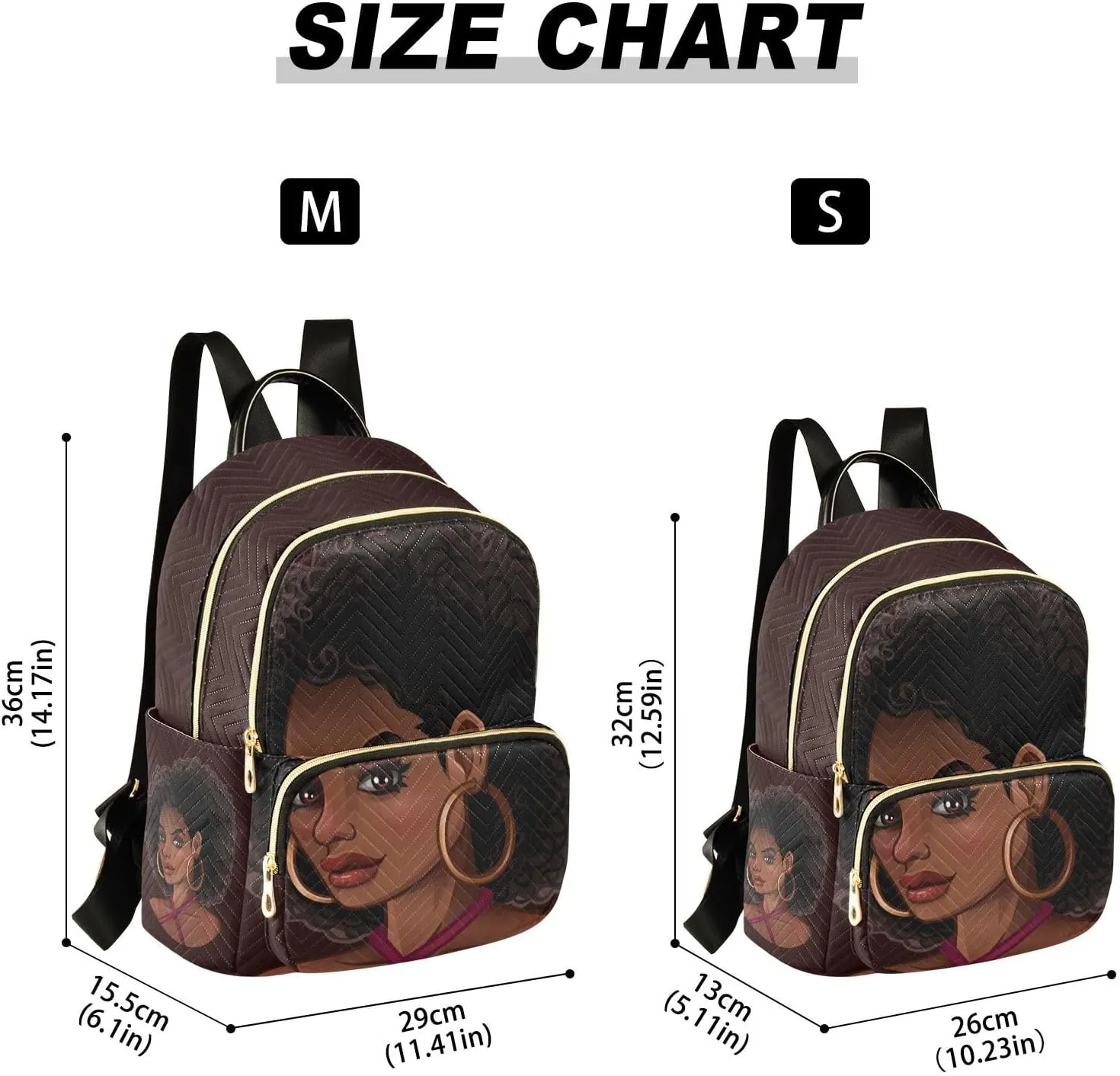 ALAZA Women Mini Backpack Purse Bag Lightweight Casual Daily Travel Backpack Beautiful African American Girl Back Pack Fashion Multipurpose Shoulder Bag,M