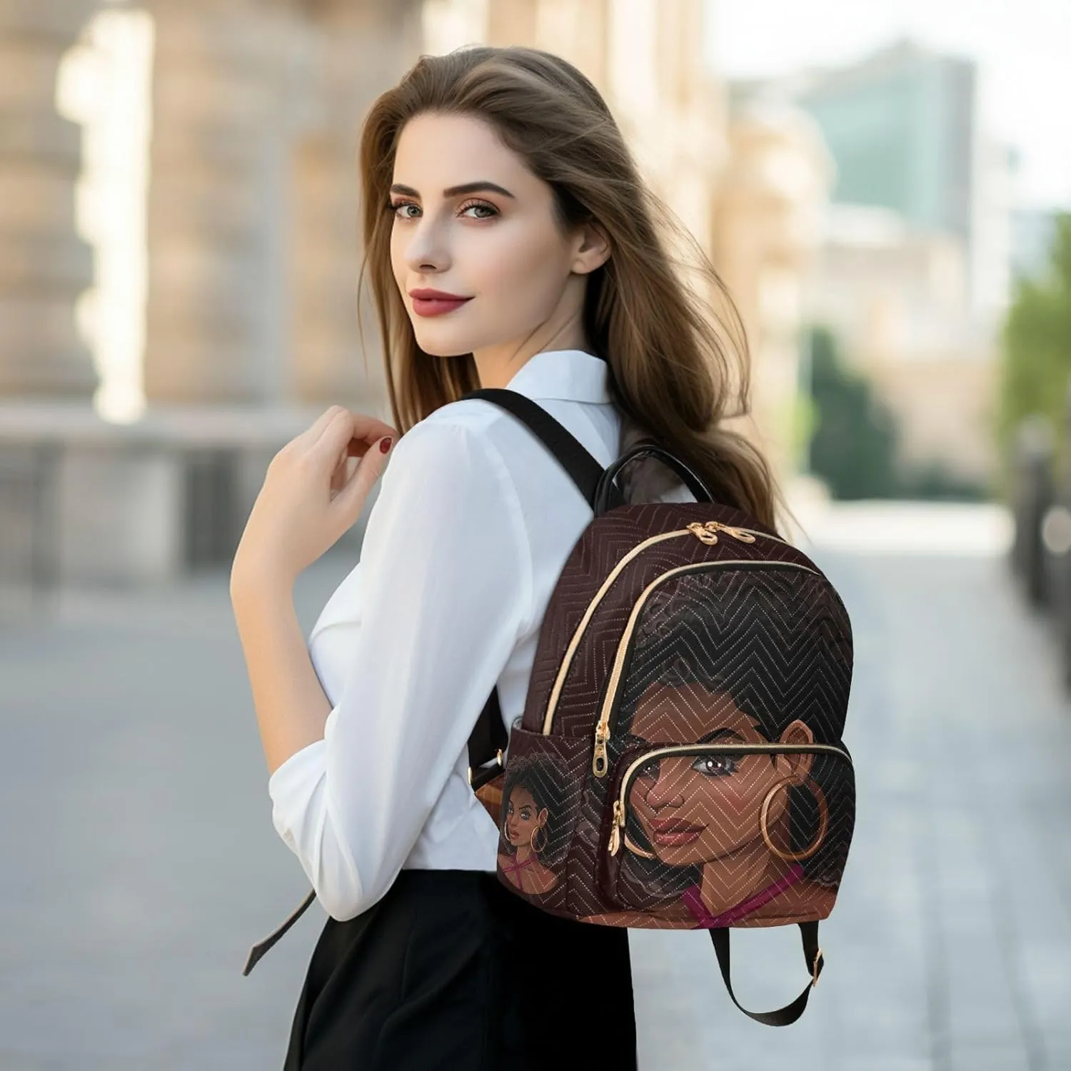 ALAZA Women Mini Backpack Purse Bag Lightweight Casual Daily Travel Backpack Beautiful African American Girl Back Pack Fashion Multipurpose Shoulder Bag,M