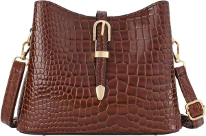 Alligator Embossing Messenger Purse Small Satchel Bags Brown Women Fashion Shoulder Handbag Purse