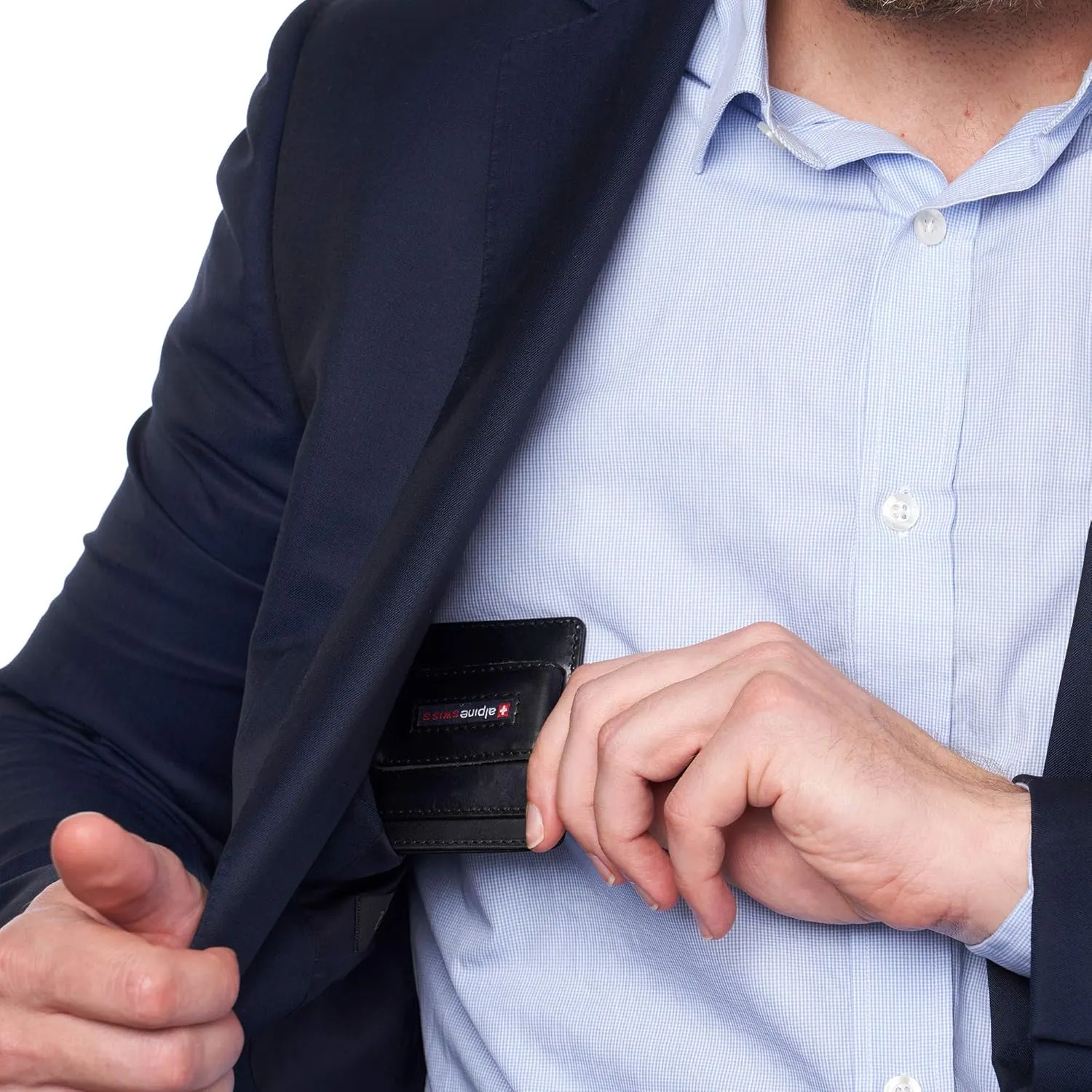 Alpine Swiss RFID Dermot Money Clip Front Pocket Wallet For Men Leather Comes in a Gift Box