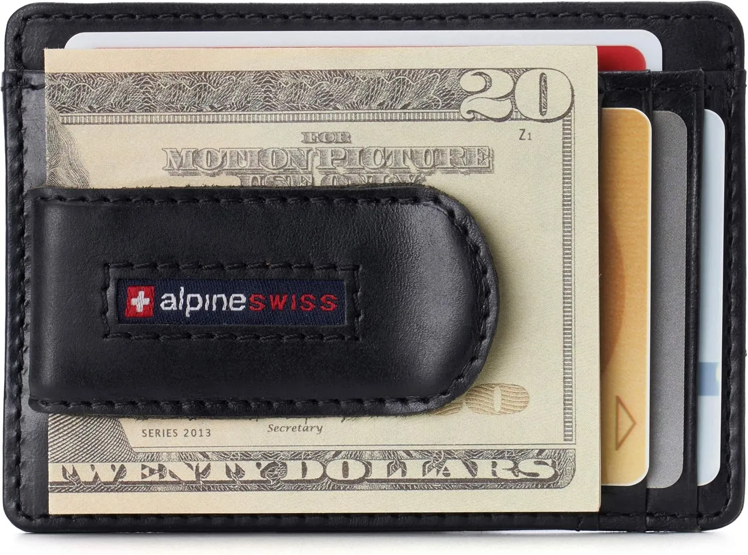Alpine Swiss RFID Dermot Money Clip Front Pocket Wallet For Men Leather Comes in a Gift Box