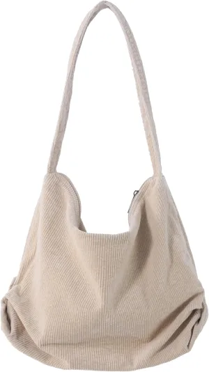 ALUWU Corduroy Tote Bag for Women Girl Canvas Shoulder Handbags Cute Large Purse