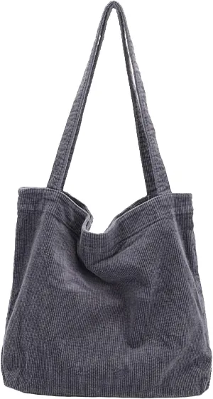 ALUWU Corduroy Tote Bag for Women Girl Canvas Shoulder Handbags Cute Large Purse