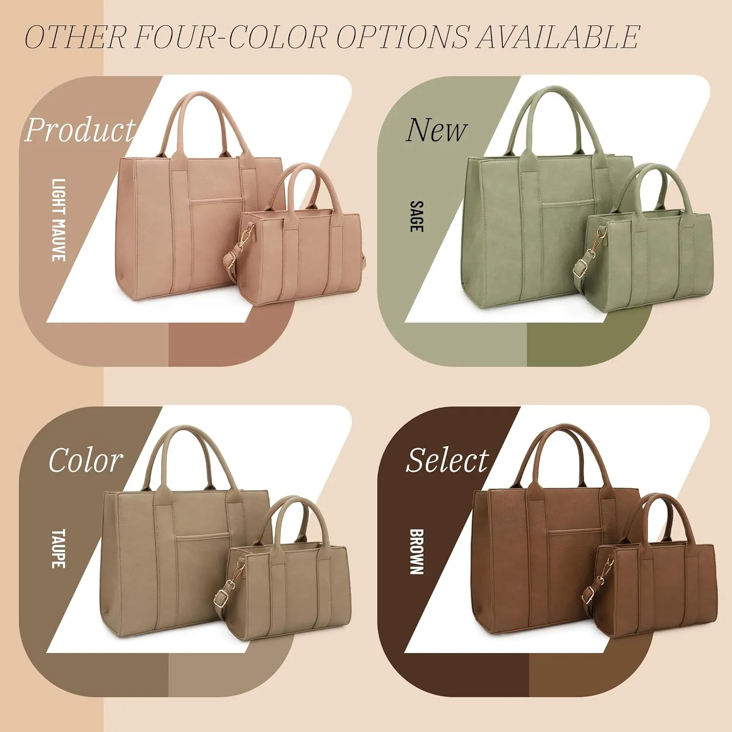 ALYSSA Large Tote Handbag for Women Top Handle Faux Leather Satchel Crossbody Shoulder Purse 2pcs Set