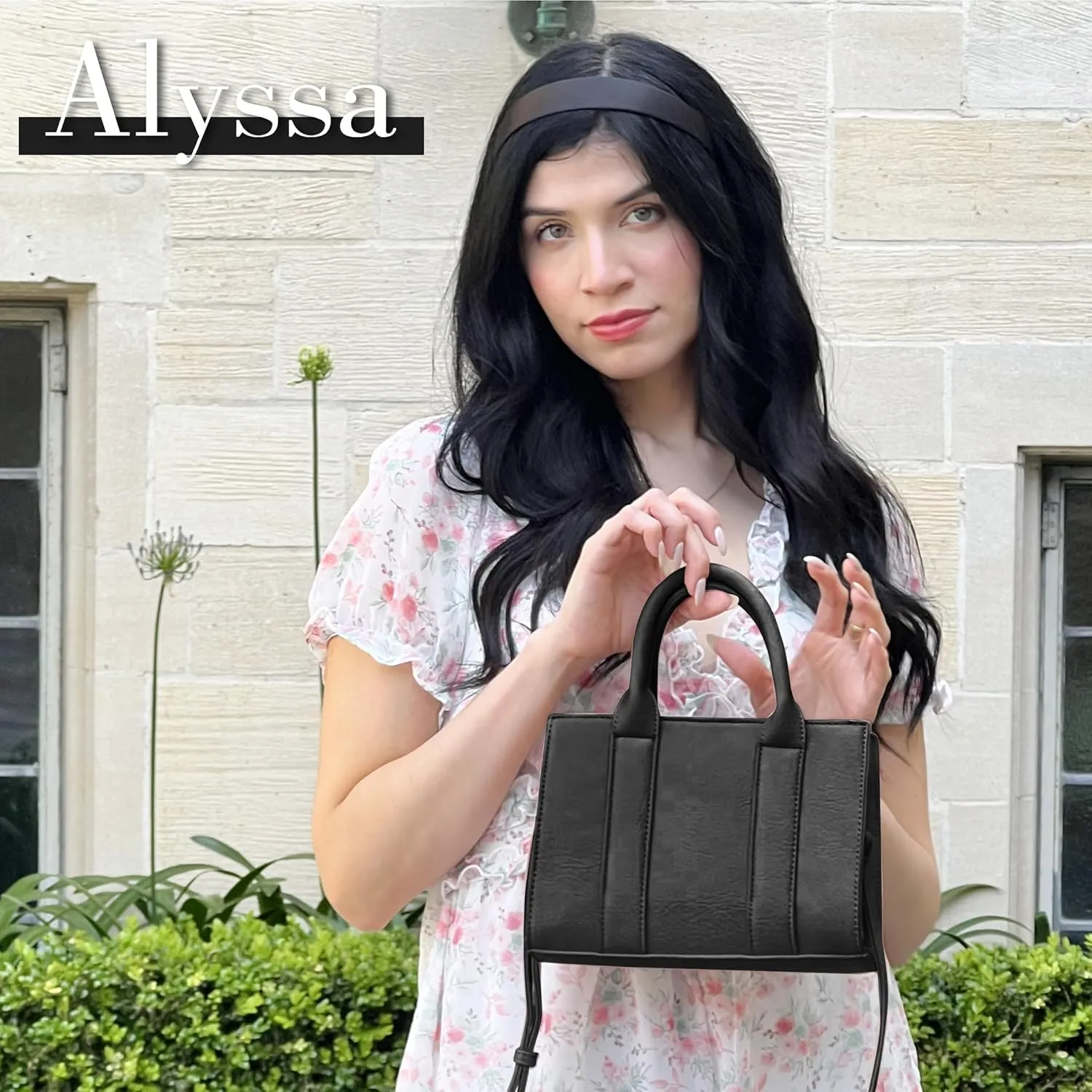 ALYSSA Large Tote Handbag for Women Top Handle Faux Leather Satchel Crossbody Shoulder Purse 2pcs Set