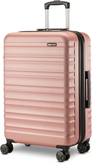 Amazon Basics 26" Hardside Medium Checked Luggage, Hardshell Suitcase With Wheels, Expandable For Up to 15% More Space, With Scratch-Resistant Surface, Four Multi-directional Wheels, Rose Gold