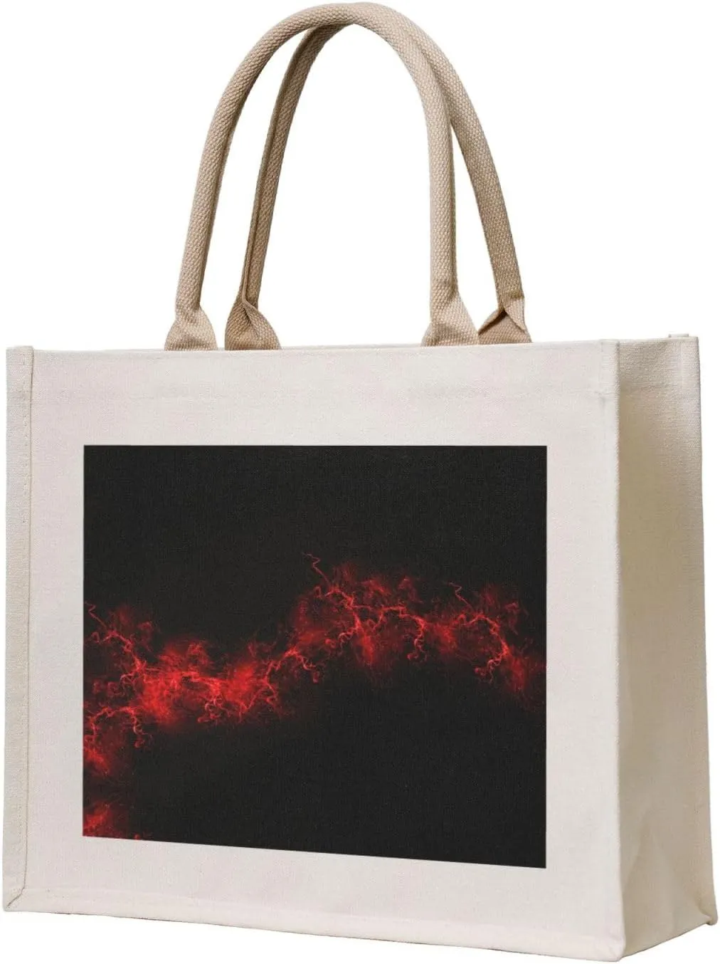AMAZWI Explosion Burst Red Black Canvas Tote Bag For Women, Aesthetics Tote Bag Travel Tote Handbags Shopping Daily Working