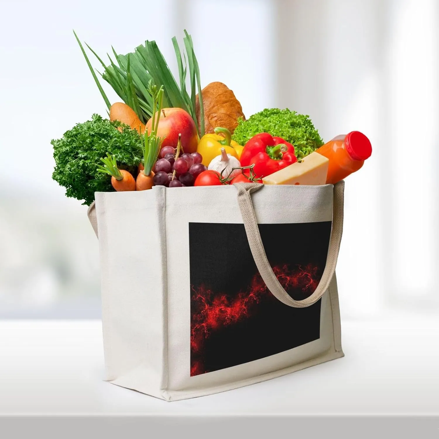 AMAZWI Explosion Burst Red Black Canvas Tote Bag For Women, Aesthetics Tote Bag Travel Tote Handbags Shopping Daily Working