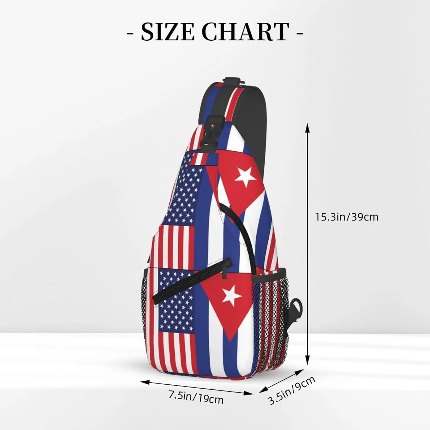 American and Cuban Flag Crossbody Bag Cross Chest Bag Adjustable Sling Backpack Sports Gym Shoulder Bags Travel Cycling Daypack Diagonally Casual Rucksack