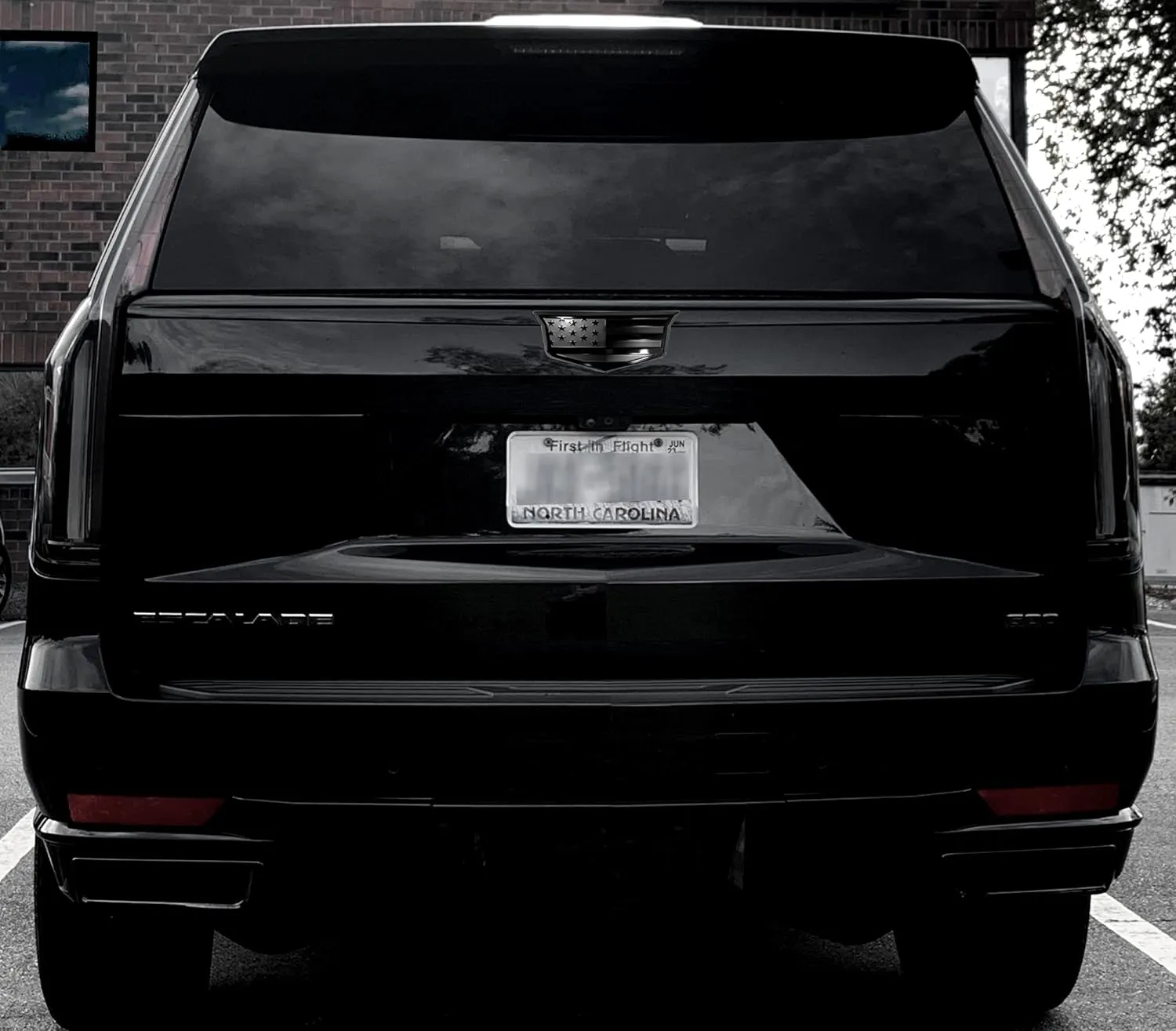 American Black Flag Aluminum Overlay Grille Front Tailgate Emblems Set for Escalade 2021-2022 (Black)