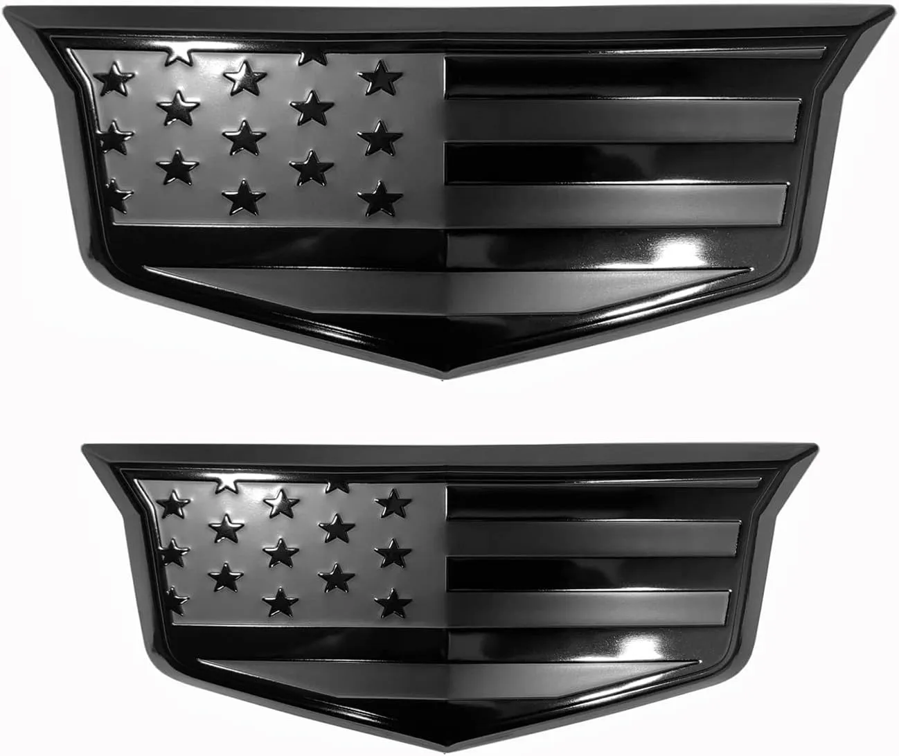 American Black Flag Aluminum Overlay Grille Front Tailgate Emblems Set for Escalade 2021-2022 (Black)