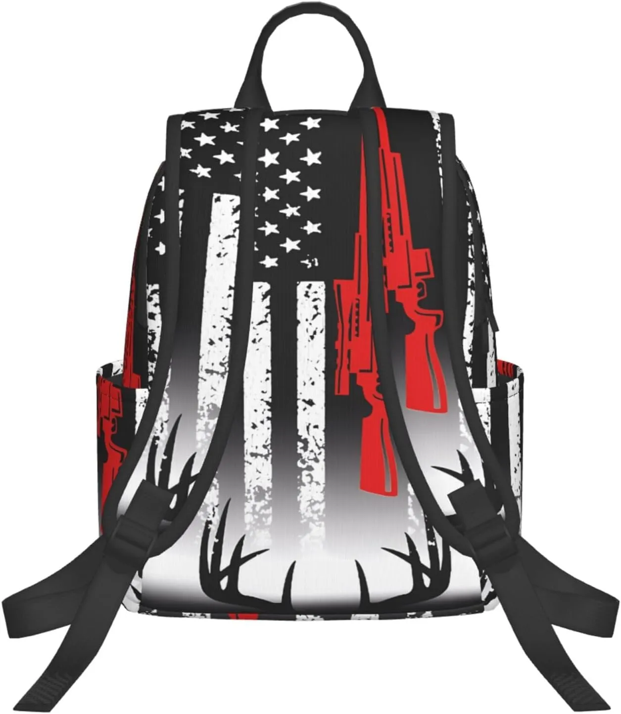 American Flag Deer Hunting Casual Backpacks Laptop Backpack Outdoor Travel Rucksack Sport Carry-On Daypack Lightweight Bag with Multi-Pockets