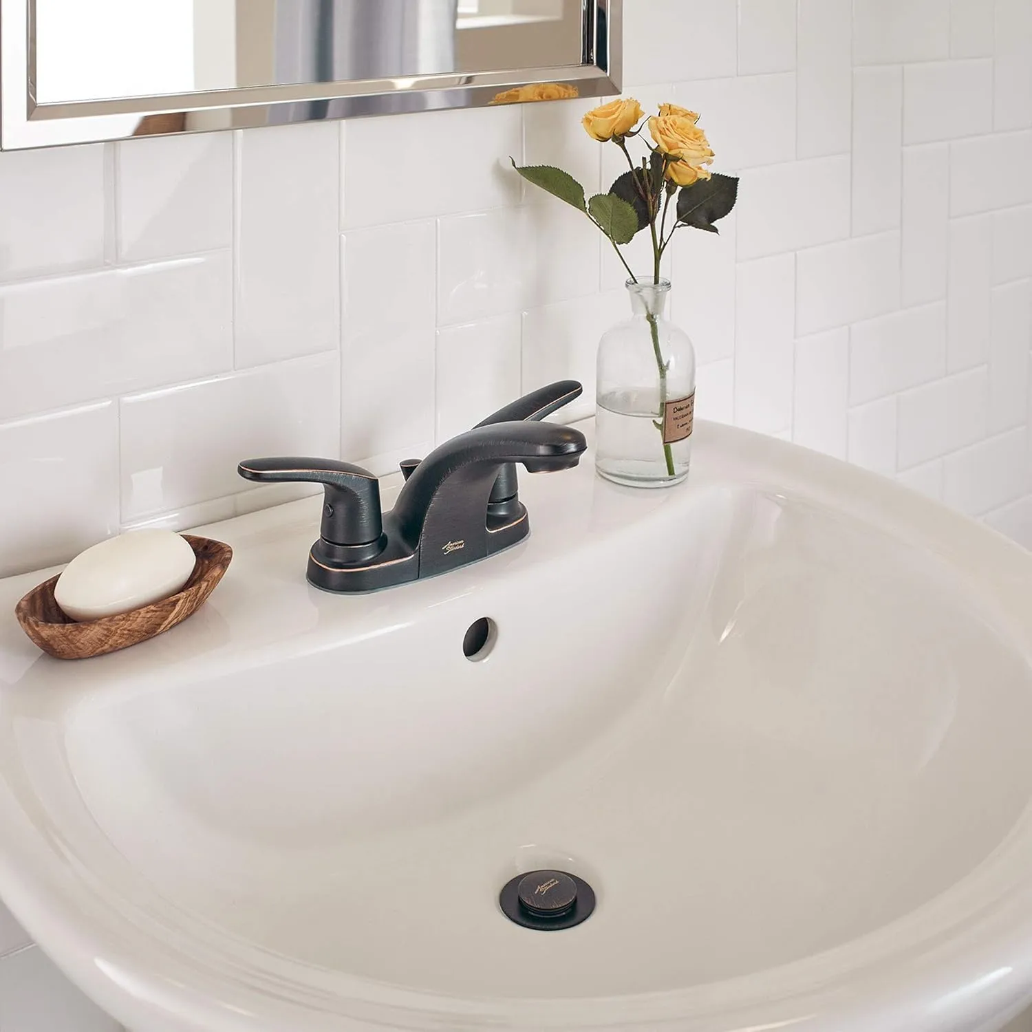 American Standard 7075200.278 Colony Pro Two-Handle Centerset Bathroom Faucet, 1.2 GPM, Legacy Bronze