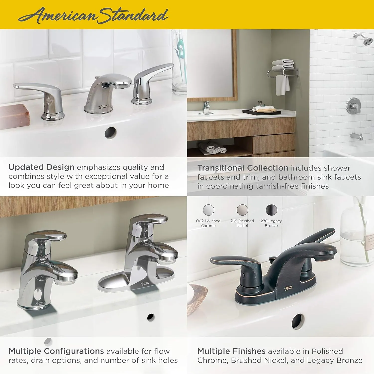 American Standard 7075200.278 Colony Pro Two-Handle Centerset Bathroom Faucet, 1.2 GPM, Legacy Bronze