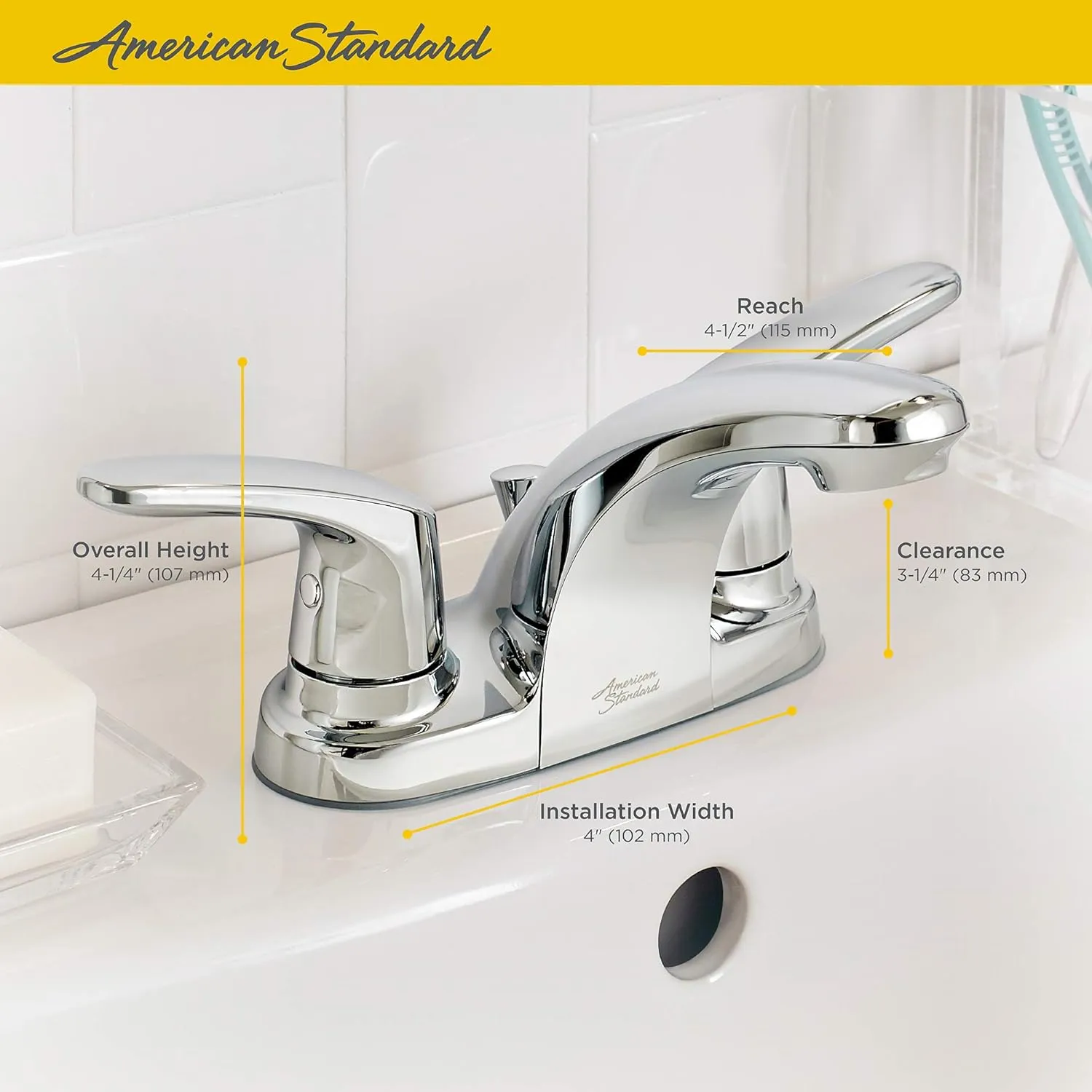 American Standard 7075200.278 Colony Pro Two-Handle Centerset Bathroom Faucet, 1.2 GPM, Legacy Bronze
