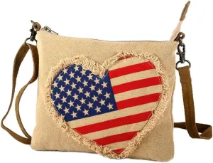 American - Wristlet Wallets for Women and Crossbody Sling Bags for Women, Handbags for Women, 100% Cotton Canvas