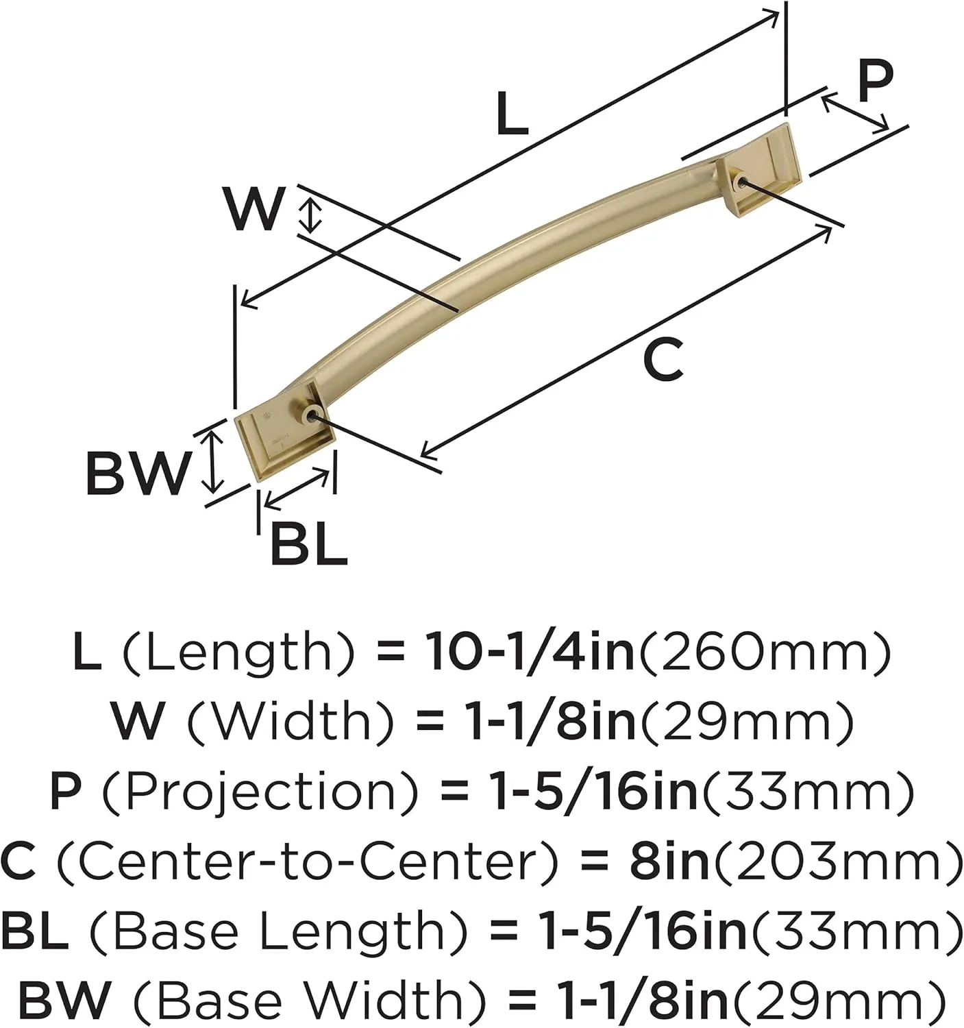 Amerock | Appliance Pull | Golden Champagne | 8 inch (203 mm) Center to Center | Candler | 1 Pack | Drawer Pull | Drawer Handle | Cabinet Hardware