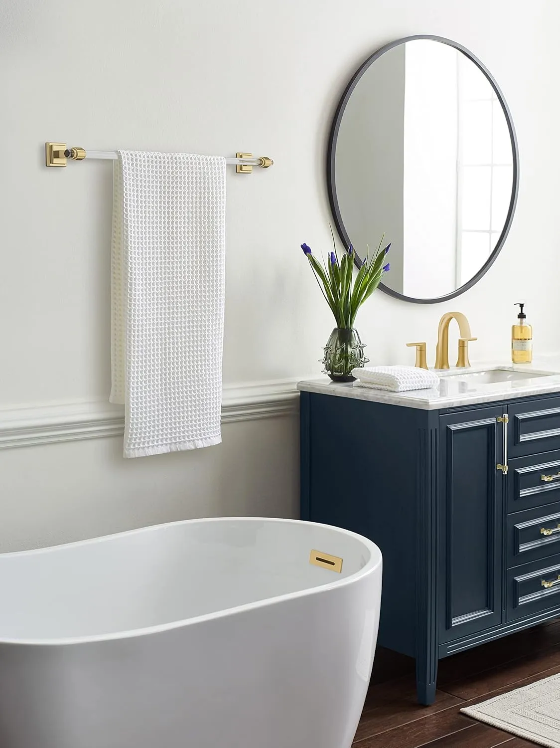 Amerock | Cabinet Pull | Clear/Golden Champagne | 6-5/16 inch (160 mm) Center to Center | Glacio | 1 Pack | Drawer Pull | Drawer Handle | Cabinet Hardware
