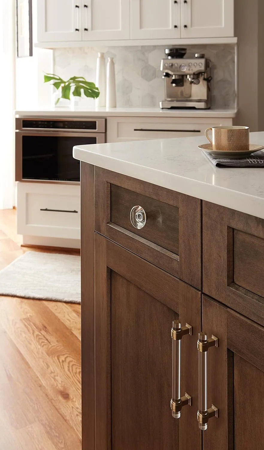 Amerock | Cabinet Pull | Clear/Golden Champagne | 6-5/16 inch (160 mm) Center to Center | Glacio | 1 Pack | Drawer Pull | Drawer Handle | Cabinet Hardware