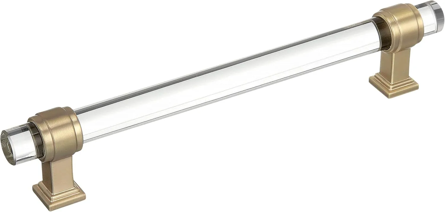 Amerock | Cabinet Pull | Clear/Golden Champagne | 6-5/16 inch (160 mm) Center to Center | Glacio | 1 Pack | Drawer Pull | Drawer Handle | Cabinet Hardware