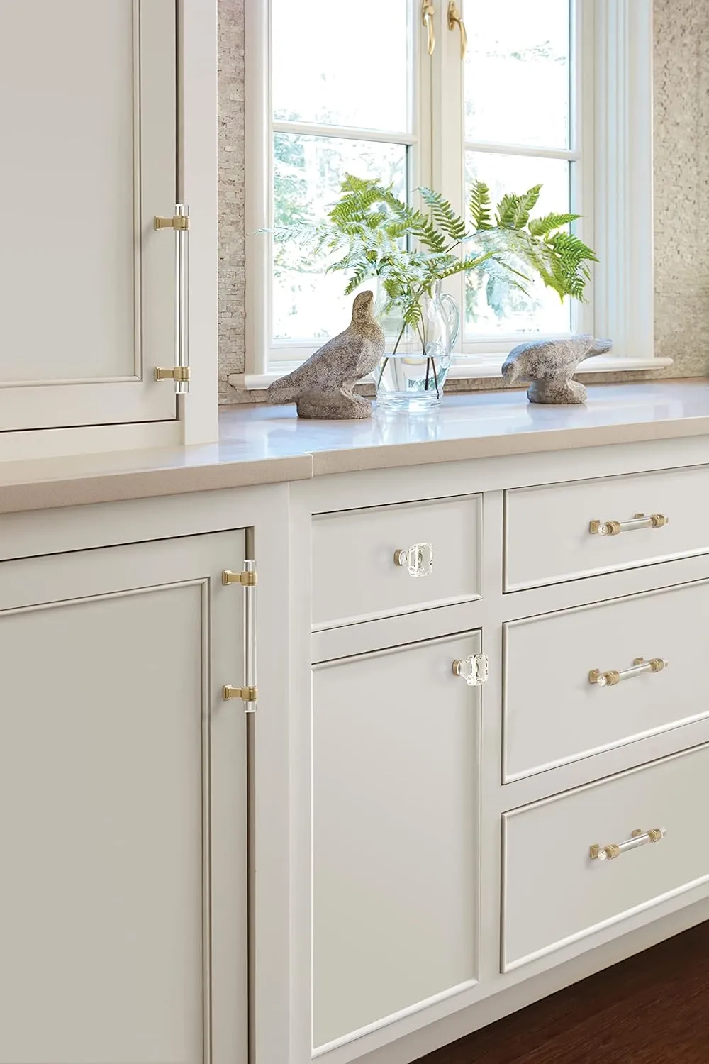 Amerock | Cabinet Pull | Clear/Golden Champagne | 6-5/16 inch (160 mm) Center to Center | Glacio | 1 Pack | Drawer Pull | Drawer Handle | Cabinet Hardware