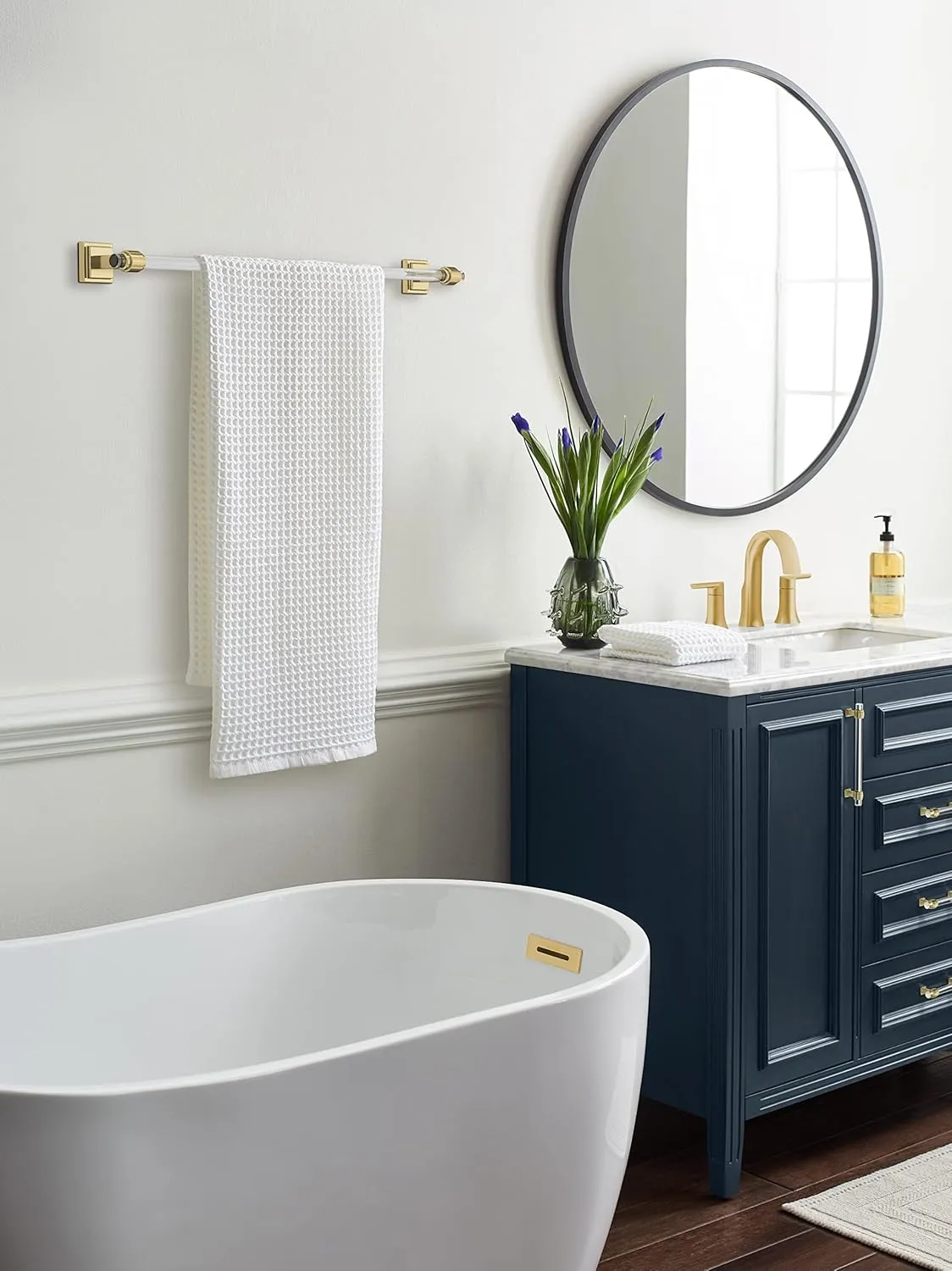 Amerock | Cabinet Pull | Clear/Golden Champagne | 6-5/16 inch (160 mm) Center to Center | Glacio | 1 Pack | Drawer Pull | Drawer Handle | Cabinet Hardware