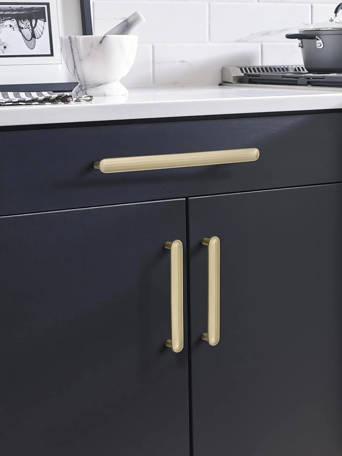 Amerock | Cabinet Pull | Golden Champagne | 5-1/16 inch (128 mm) Center to Center | Concentric | 1 Pack | Drawer Pull | Drawer Handle | Cabinet Hardware