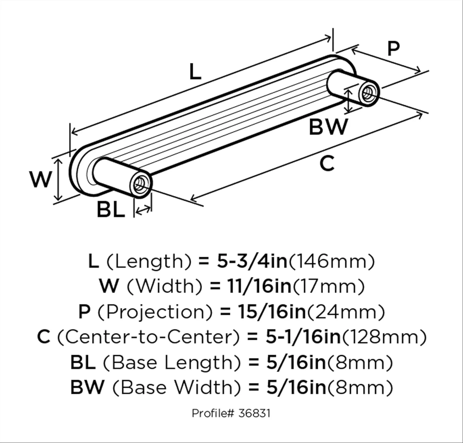 Amerock | Cabinet Pull | Golden Champagne | 5-1/16 inch (128 mm) Center to Center | Concentric | 1 Pack | Drawer Pull | Drawer Handle | Cabinet Hardware