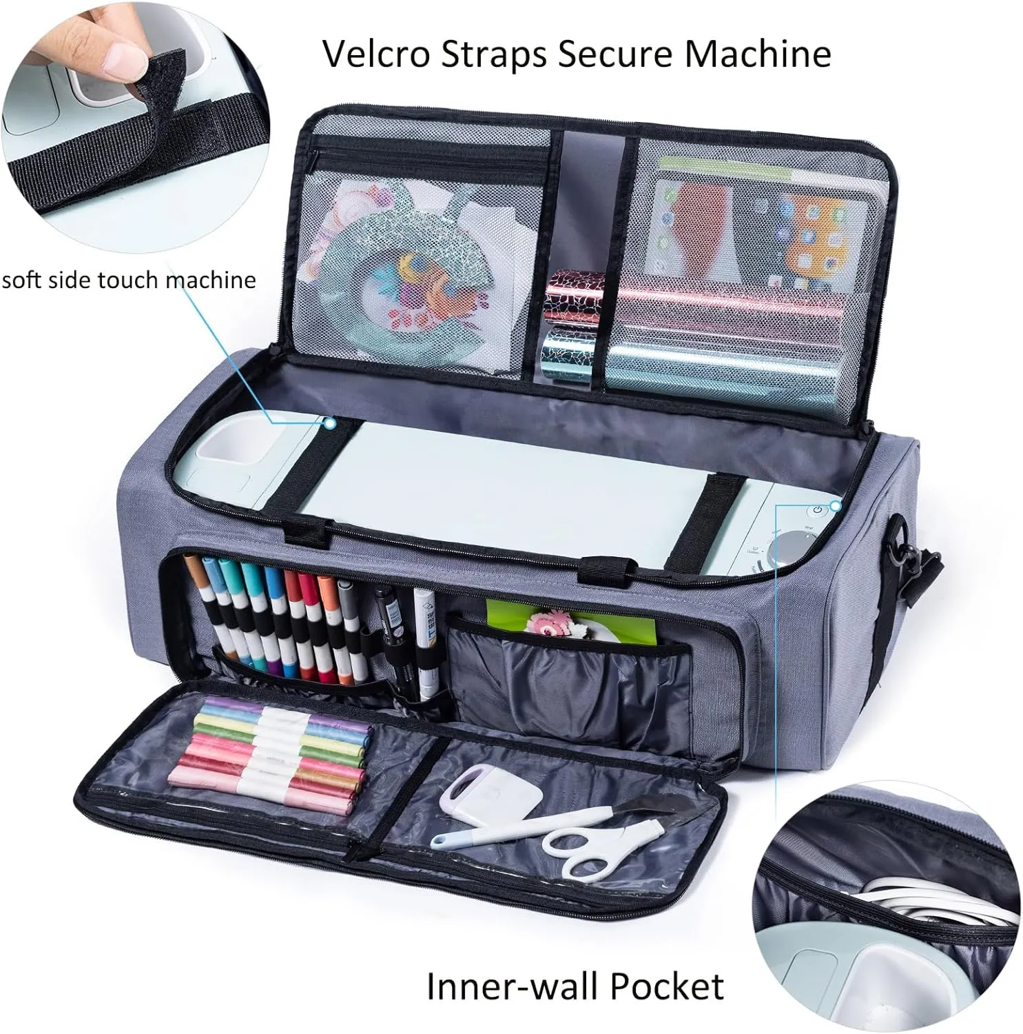 AMOIGEE Carrying Case for Cricut Maker 3, Maker 4, Explore Air 2, Explore 3, Explore 4, Double-Layer Carry Bag with Dust Cover, Storage Organizer for Cricut Accessories and Tools.
