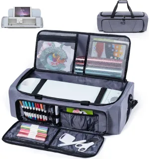 AMOIGEE Carrying Case for Cricut Maker 3, Maker 4, Explore Air 2, Explore 3, Explore 4, Double-Layer Carry Bag with Dust Cover, Storage Organizer for Cricut Accessories and Tools.