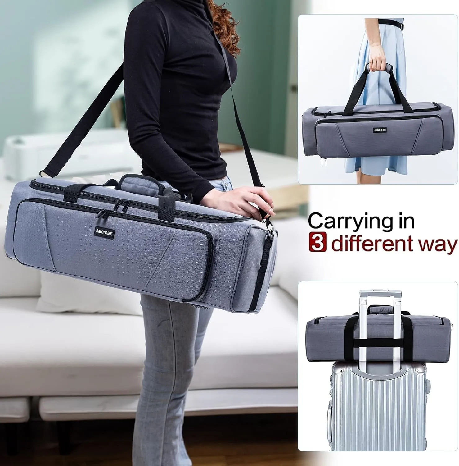 AMOIGEE Carrying Case for Cricut Maker 3, Maker 4, Explore Air 2, Explore 3, Explore 4, Double-Layer Carry Bag with Dust Cover, Storage Organizer for Cricut Accessories and Tools.