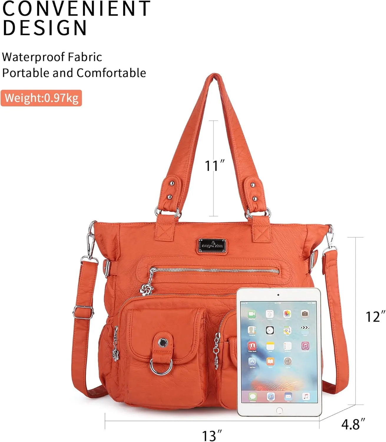 Angelkiss Purses Handbags for Women PU Tote Satchel Bags for Women Pockets Shoulder Bags…