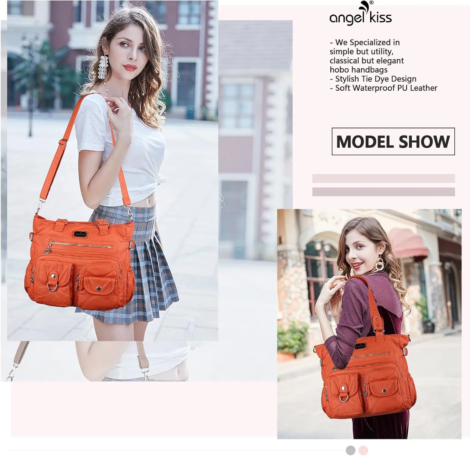 Angelkiss Purses Handbags for Women PU Tote Satchel Bags for Women Pockets Shoulder Bags…
