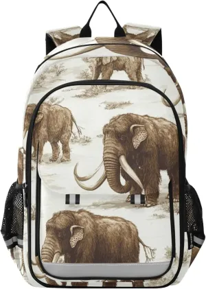 Animals Mammoths Elephants Backpack Lightweight Bookbag Travel Backpack College School Laptop Bag with Reflective Stripes