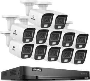 ANNKE 16CH 4K Outdoor Security Camera System, 4K DVR Recorder with AI Human & Vehicle Detection, (12) 8MP CCTV IP67 Cameras with Smart Color Night Vision, Compatible with Alexa, NO Hard Drive