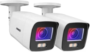 ANNKE 2pcs NC800 4K PoE Security Camera Outdoor with Smart Human/Vehicle Detection, 130 ft Full Color Night Vision, IP67 Waterproof IP Camera Supports Remote Access, Audio Recoding, Micro SD Card
