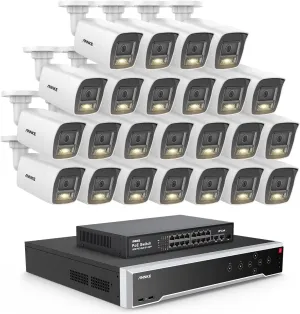 ANNKE 4K PoE Security Camera System, 16 Ports 32 Channel H.265  12MP NVR with AI Human Vehicle & 1CH Face Detection, 24X 8MP IP Bullet Cams Outdoor with Audio, Color Night Vision, IP67, NO Hard Drive