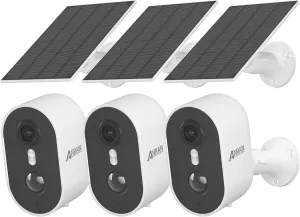 ANRAN Solar Security Cameras Wireless Outdoor for Home Security, 3MP 2K Color Night Vision WiFi Surveillance Home Camera with Solar Panel, Spotlight, PIR Detection, 2-Way Talk, 3 Packs