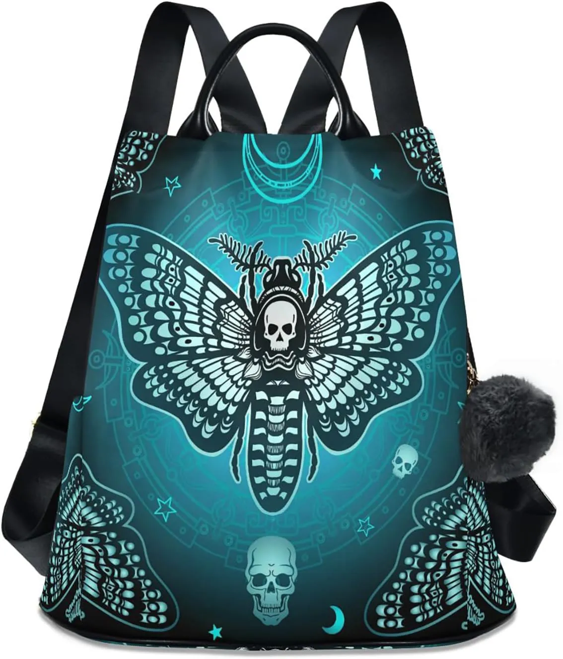 Anti Theft Backpack Butterfly Skull Blue Boho Mandala Women Large Fashion Travel Shoulder Bag Purse Rucksack Lightweight