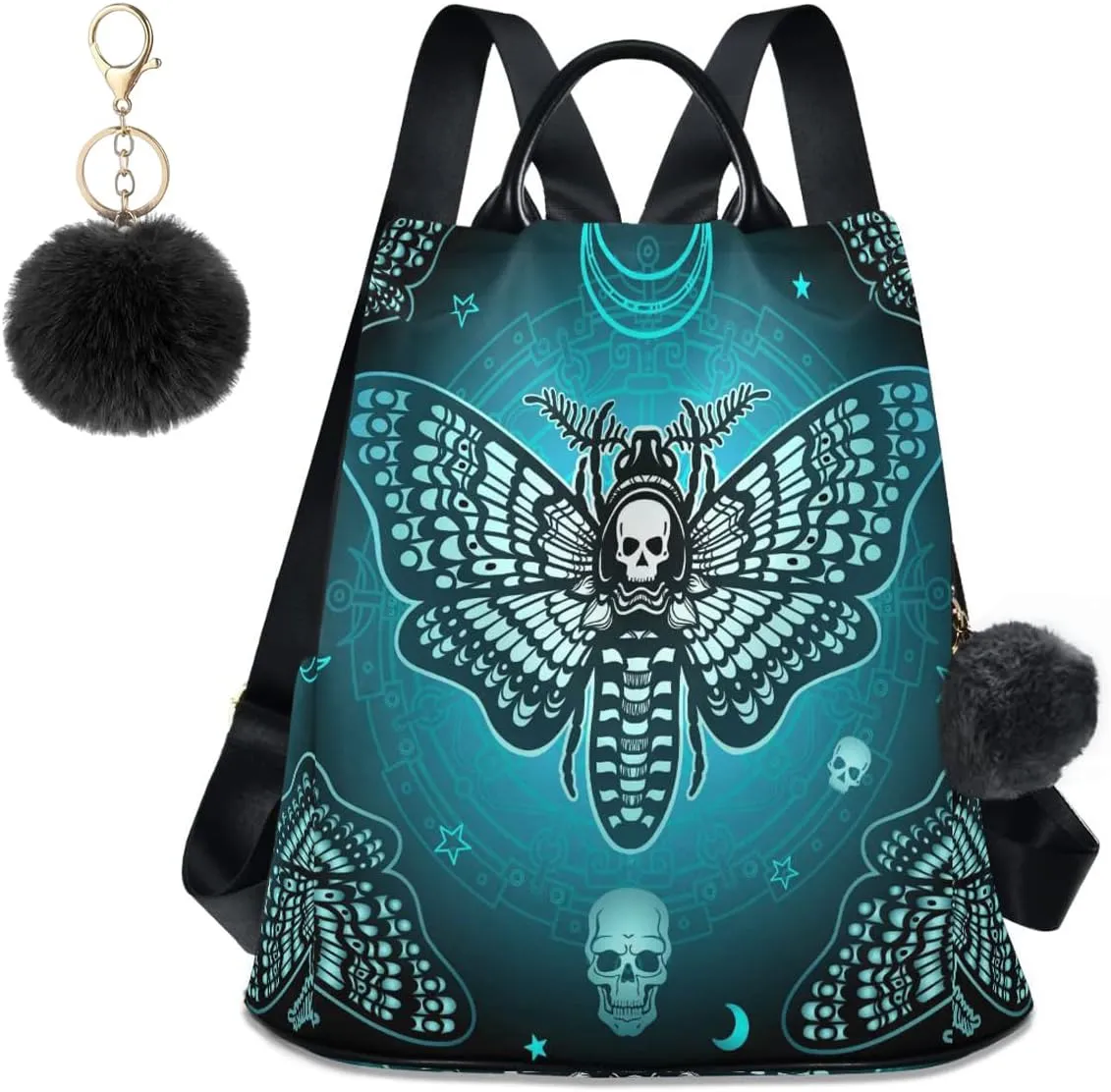 Anti Theft Backpack Butterfly Skull Blue Boho Mandala Women Large Fashion Travel Shoulder Bag Purse Rucksack Lightweight