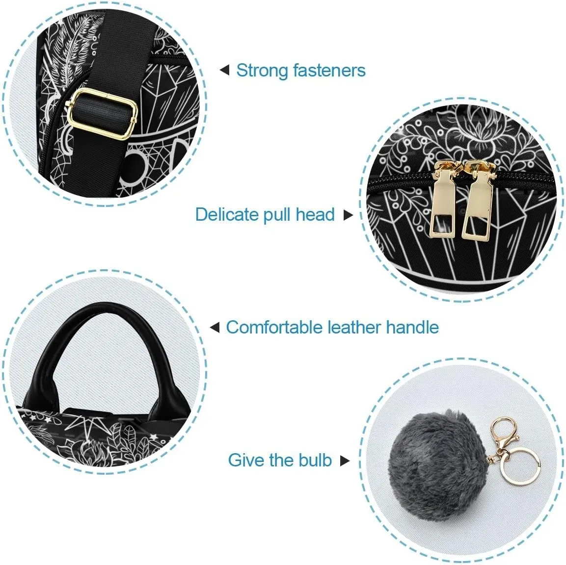 Anti Theft Backpack Dream Catcher Moon Indian Feather Women Large Fashion Travel Shoulder Bag Purse Rucksack Lightweight
