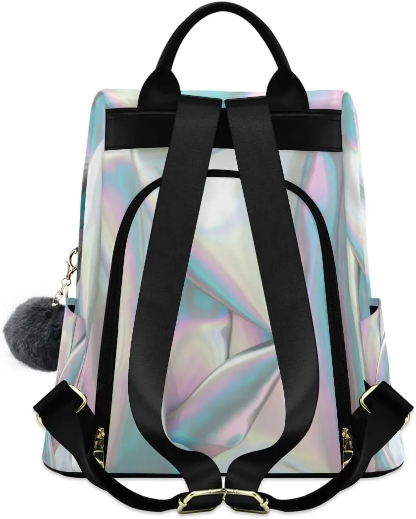 Anti Theft Backpack Liquid Wave Stylish Organza Print Women Large Fashion Travel Shoulder Bag Purse Rucksack Lightweight