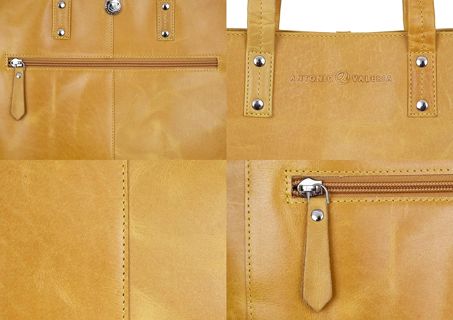 ANTONIO VALERIA Ava Leather Tote/Top Handle Shoulder Bag for Women