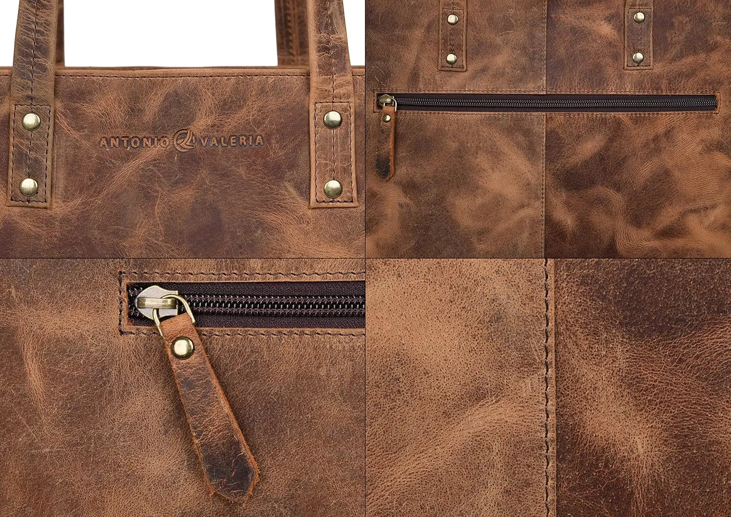 ANTONIO VALERIA Avery Leather Tote/Top Handle Shoulder Bag for Women