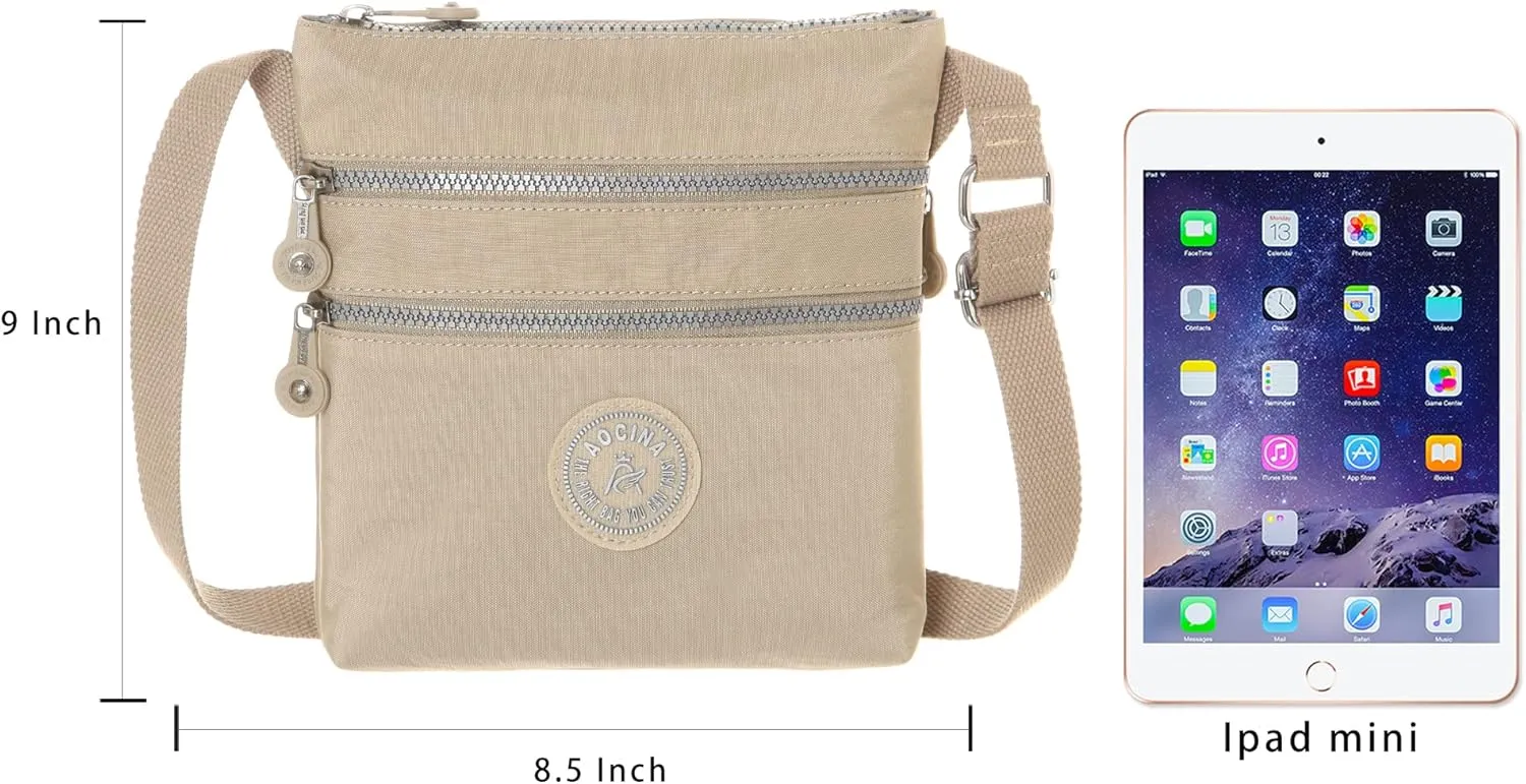 AOCINA Crossbody Purses for Women Lightweight Small Travel Bag Shoulder Purses and Handbags with Multi Zipper Pockets
