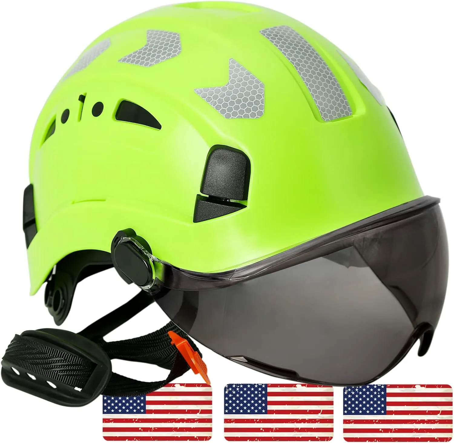 AOLAMEGS Construction Safety Hard Hat - ANSI Z89.1 Type Ι OSHA Approved Safety Helmets with Chin Straps Lightweight Reflective Vented ABS Hard Hats For Men Women Industrial Workwear 6-point Suspension