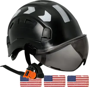 AOLAMEGS Construction Safety Hard Hat - ANSI Z89.1 Type Ι OSHA Approved Safety Helmets with Chin Straps Lightweight Reflective Vented ABS Hard Hats For Men Women Industrial Workwear 6-point Suspension