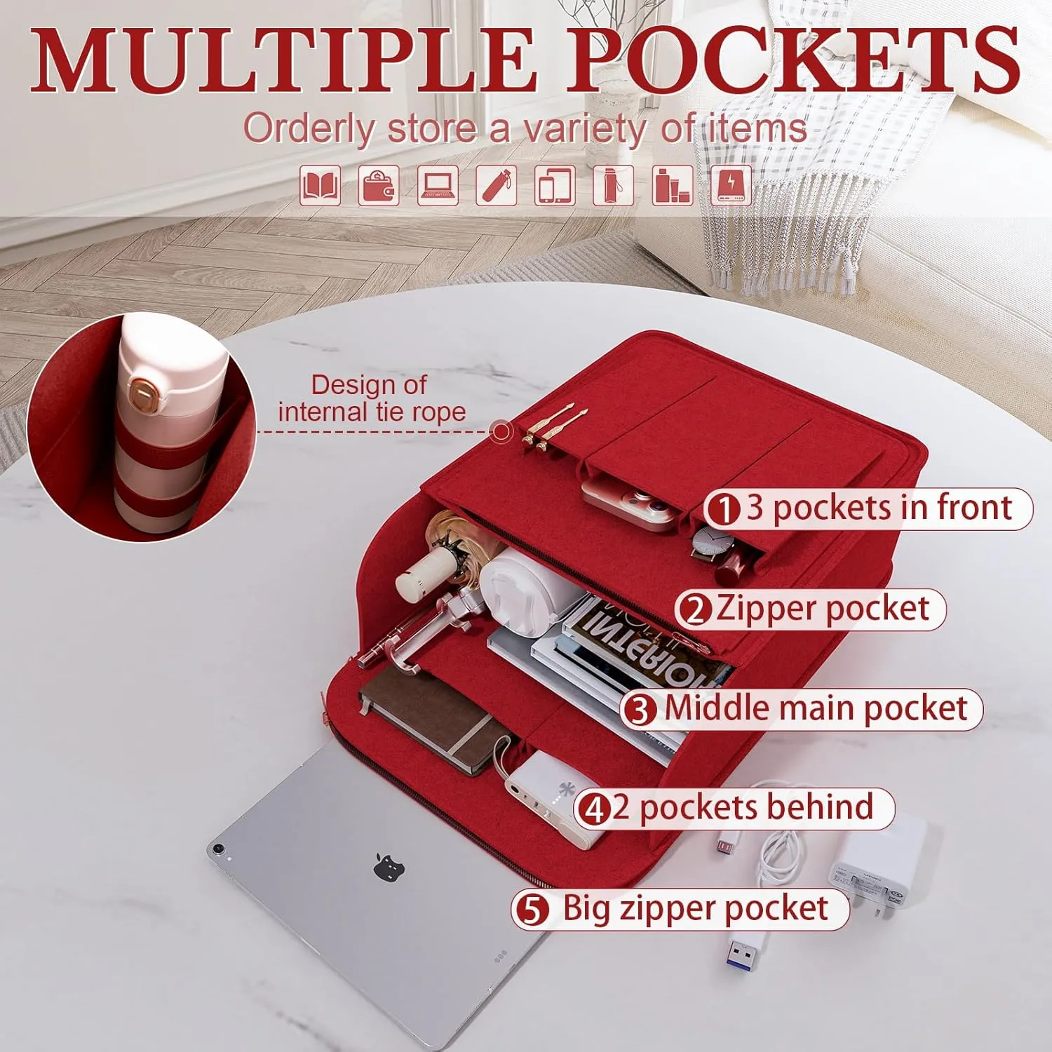 APSOONSELL Backpack Organizer Insert, Felt Bag Organizer for Rucksack Shoulder