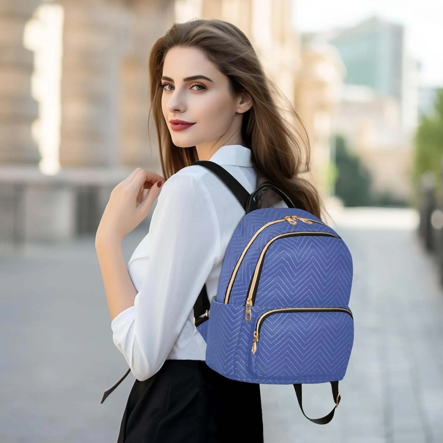 Aqua Backpack Purse for Women Ladies Shoulder Book Bag with Anti-theft Back for Women Travel M