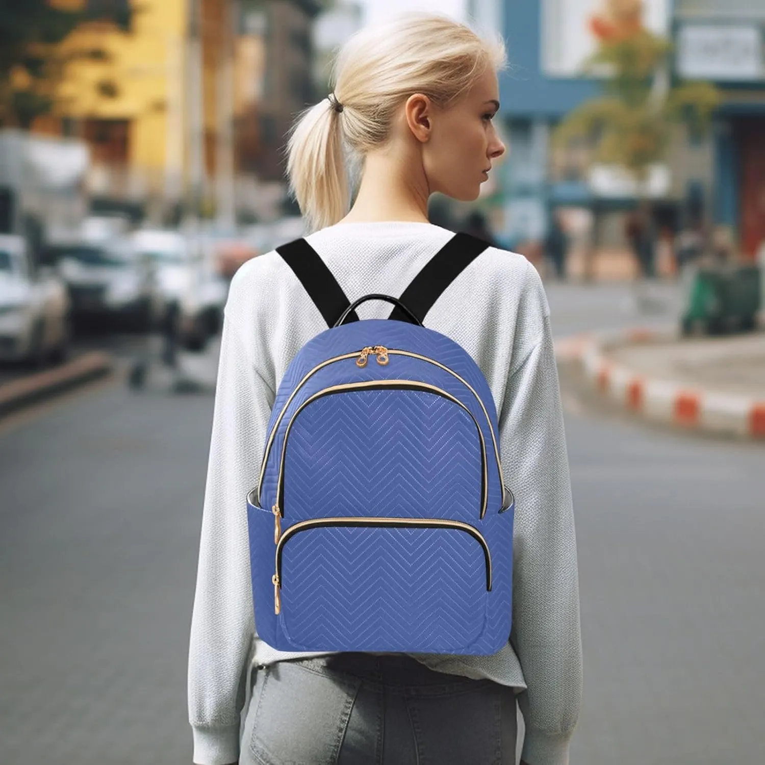 Aqua Backpack Purse for Women Ladies Shoulder Book Bag with Anti-theft Back for Women Travel M